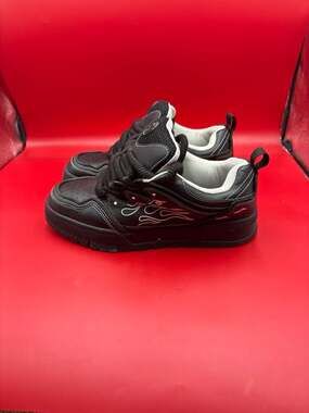 Heroz Midnight Low Black Flame Chunky Skate Sneakers